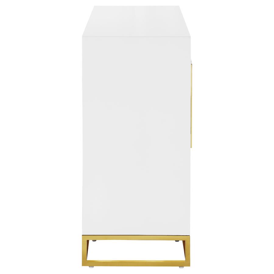 (image for) Elsa 2-door Wood Storage Accent Cabinet White and Gold