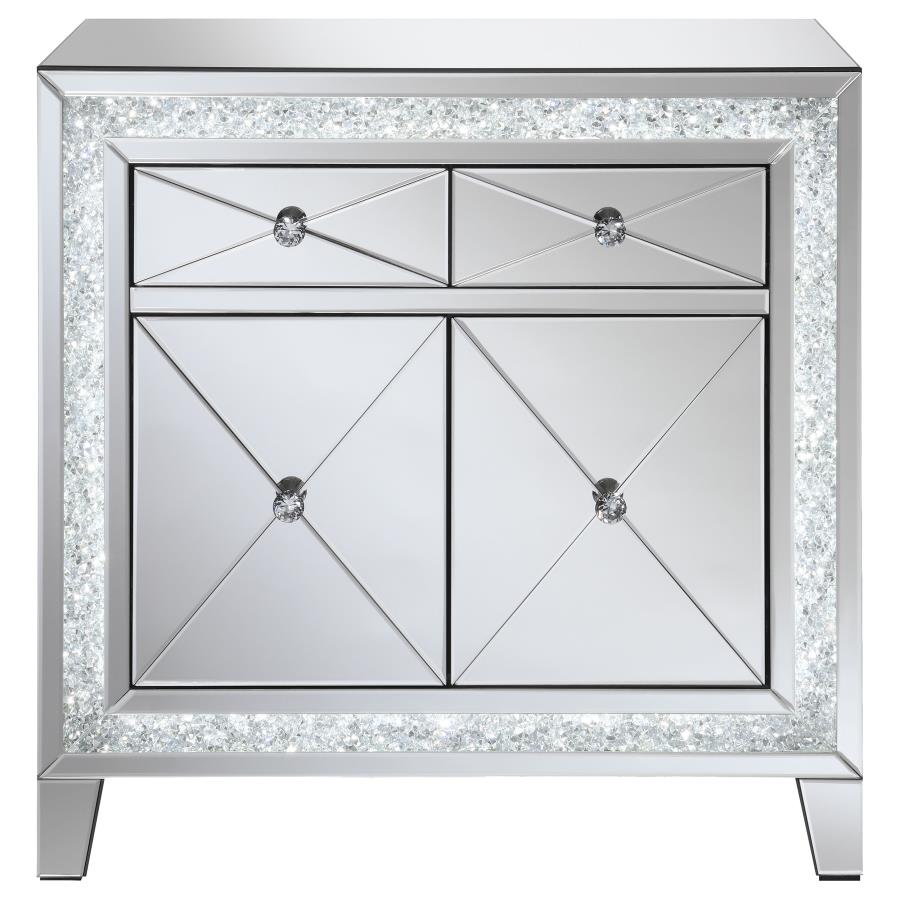 (image for) Arwen 2-drawer Mirrored LED Lighting Accent Cabinet Silver