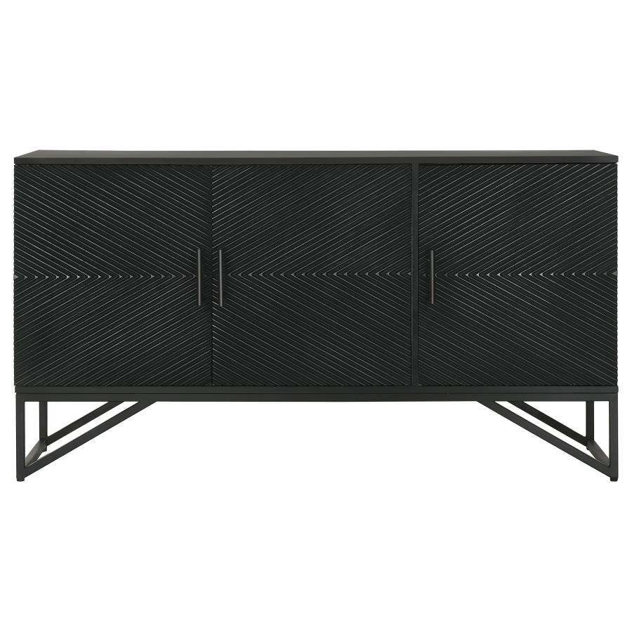 (image for) Riddell 3-door Wood Reeding Accent Cabinet Matte Black