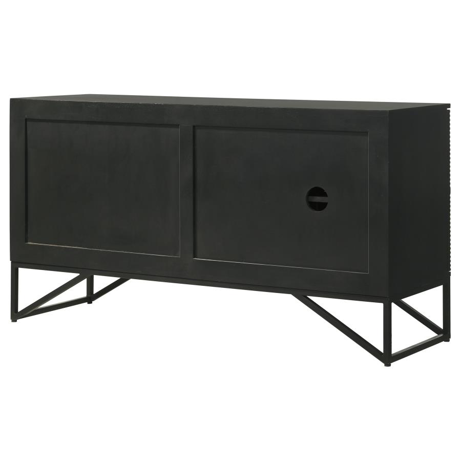 (image for) Riddell 3-door Wood Reeding Accent Cabinet Matte Black