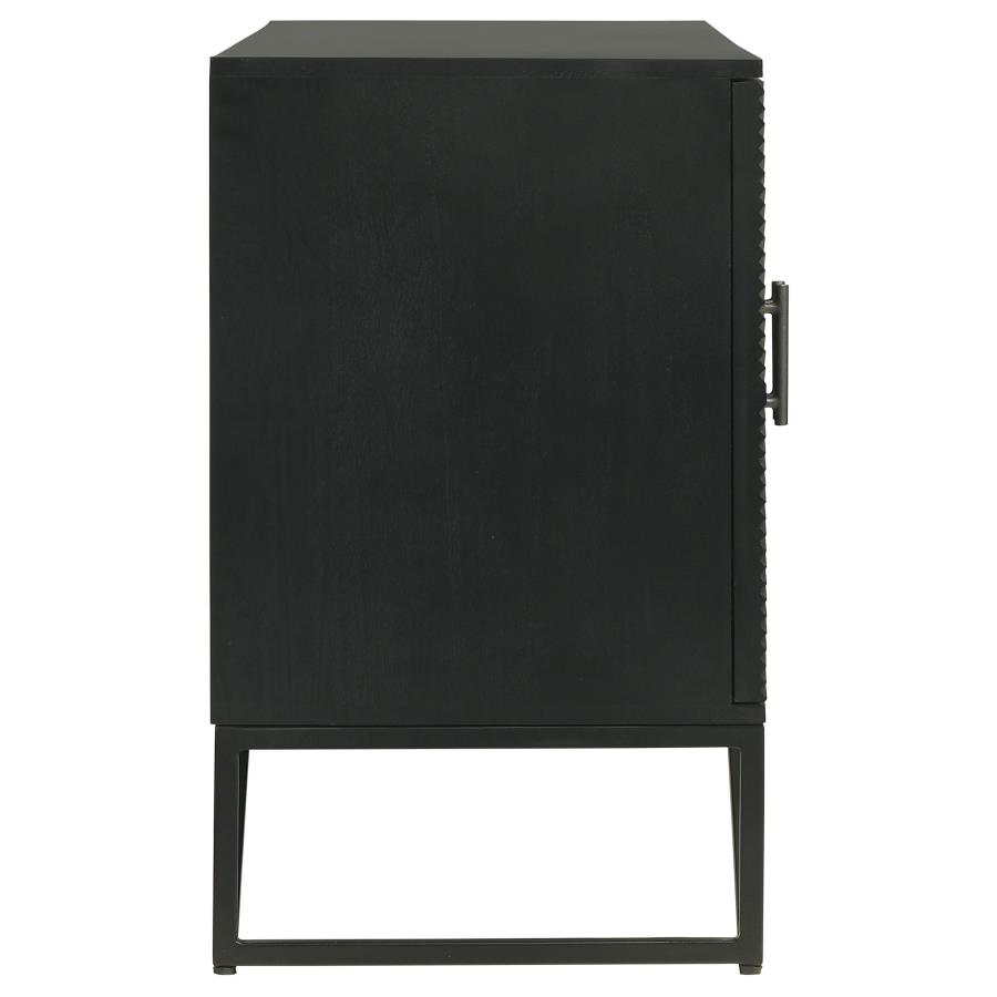 (image for) Riddell 3-door Wood Reeding Accent Cabinet Matte Black