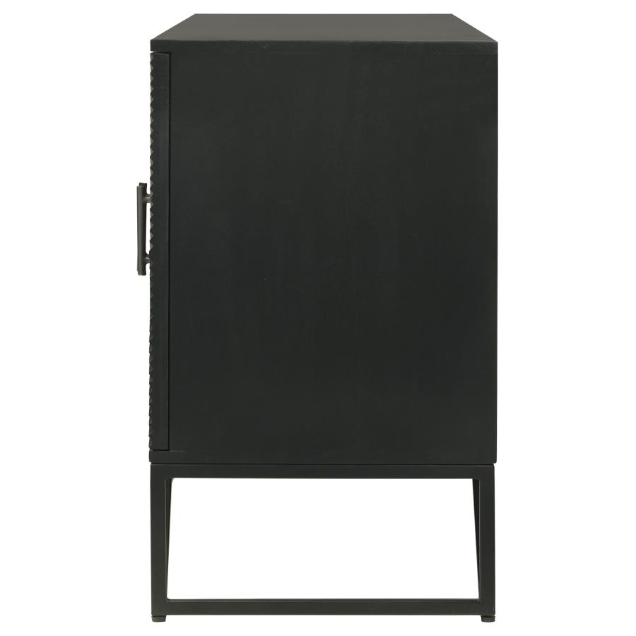 (image for) Riddell 4-door Wood Reeding Accent Cabinet Matte Black