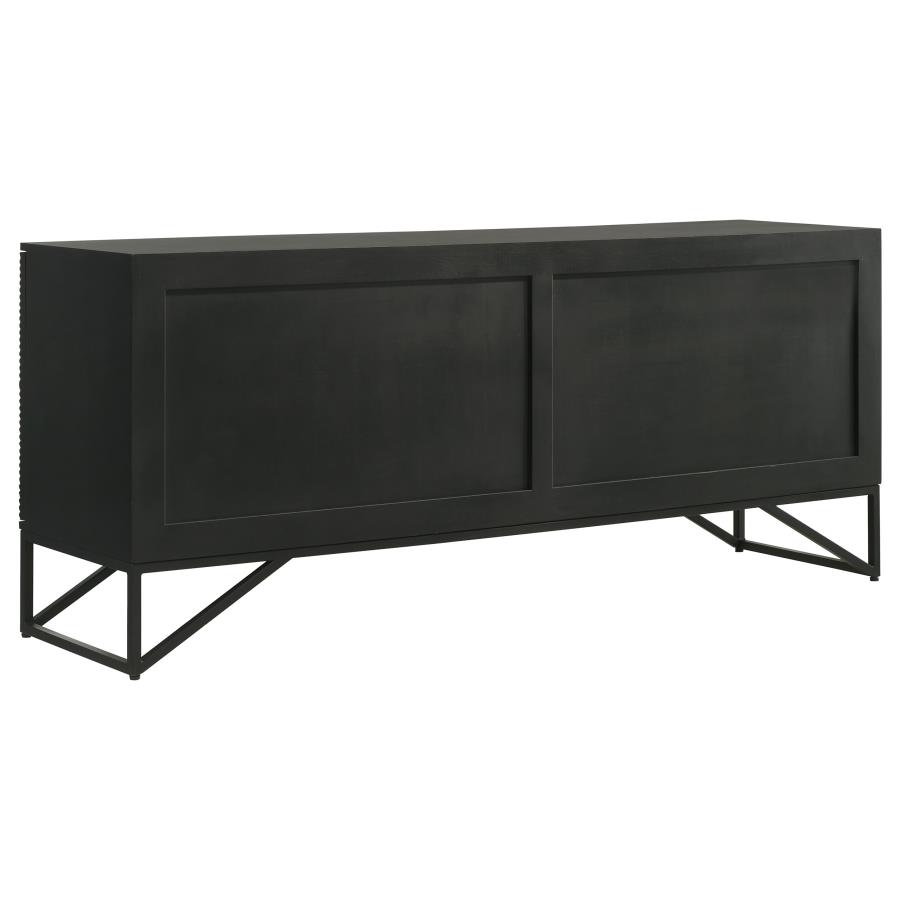 (image for) Riddell 4-door Wood Reeding Accent Cabinet Matte Black