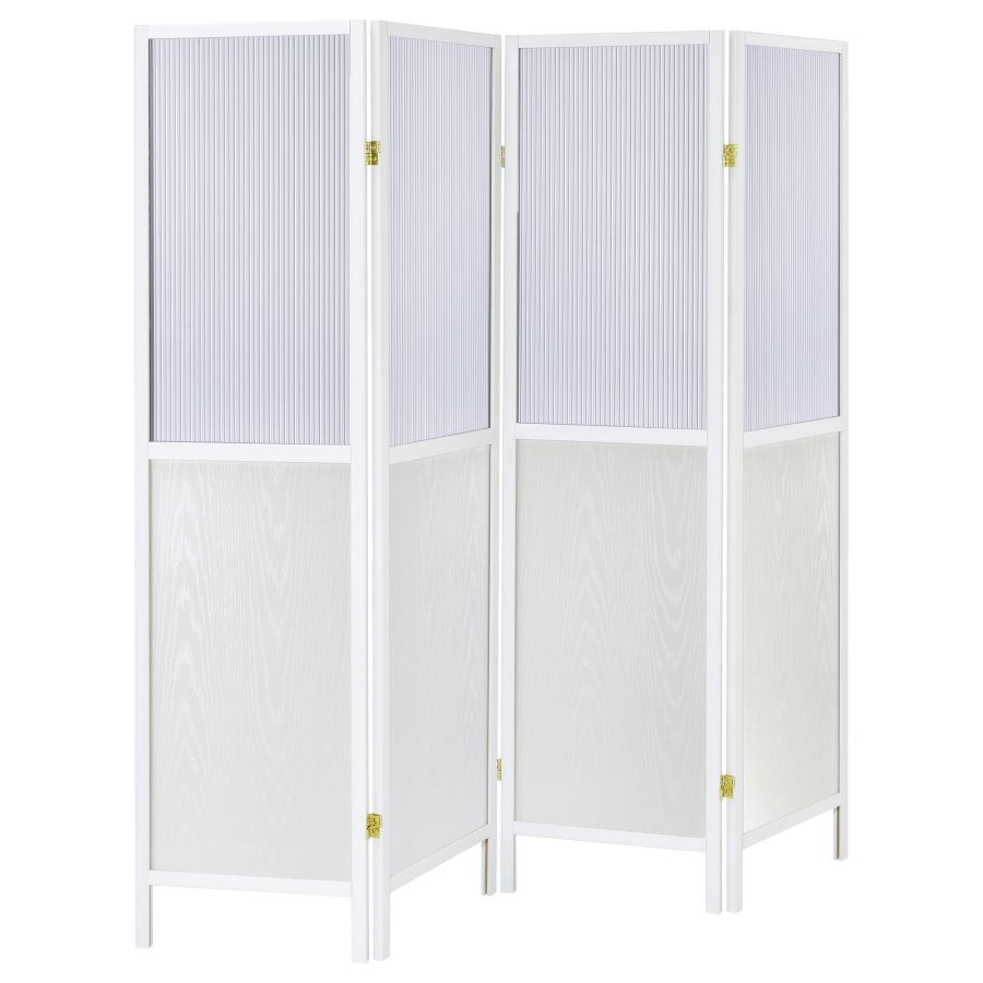 (image for) Mattison 4-Panel Room Divider Folding Shoji Screen White - Click Image to Close