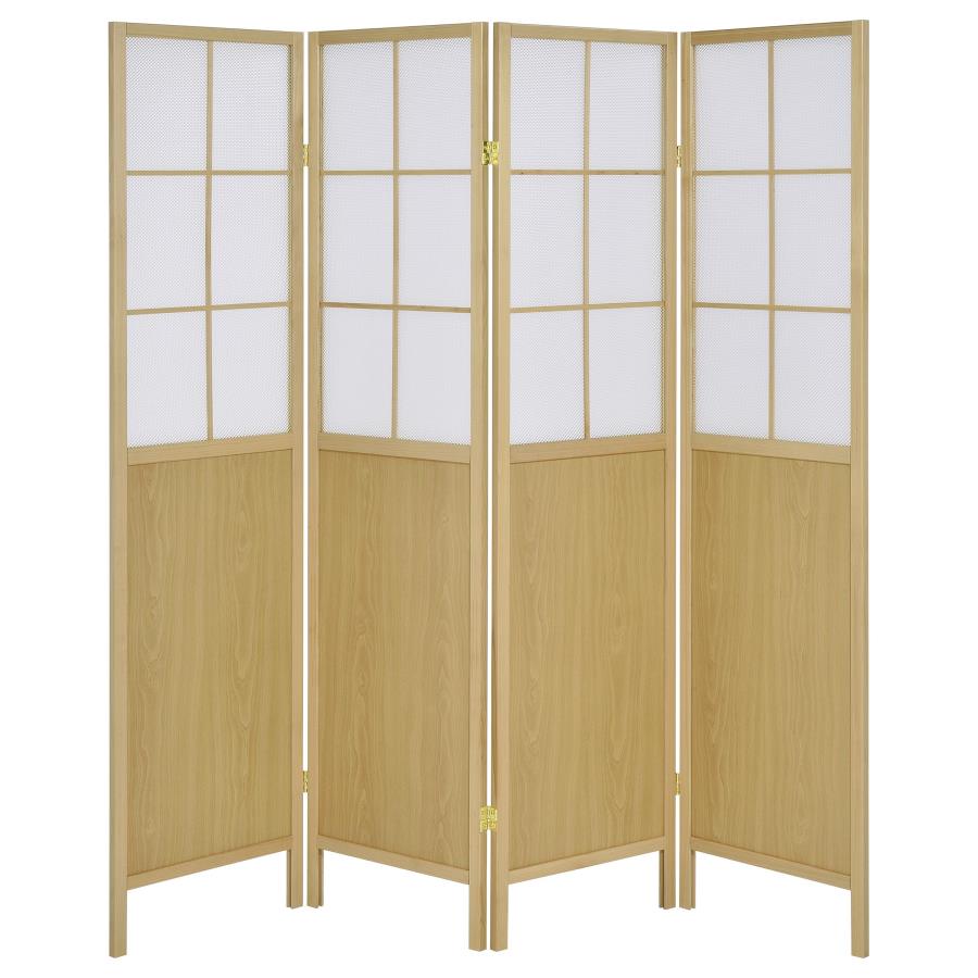 (image for) Edwards 4-Panel Room Divider Folding Shoji Screen Natural