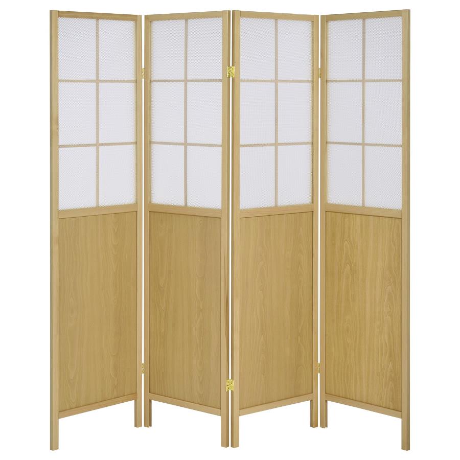 (image for) Edwards 4-Panel Room Divider Folding Shoji Screen Natural