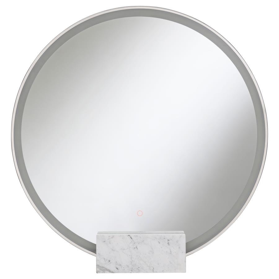 (image for) Jocelyn Round LED Vanity Mirror White Marble Base Chrome