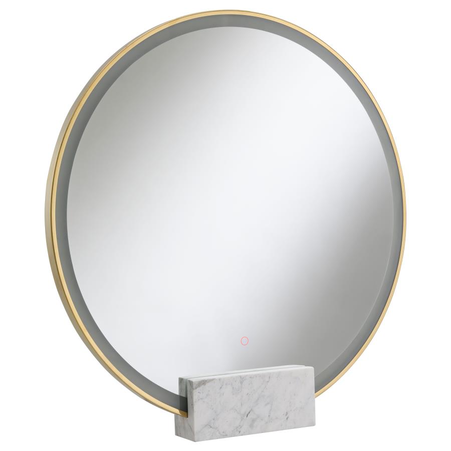 (image for) Jocelyn Round LED Vanity Mirror White Marble Base Gold