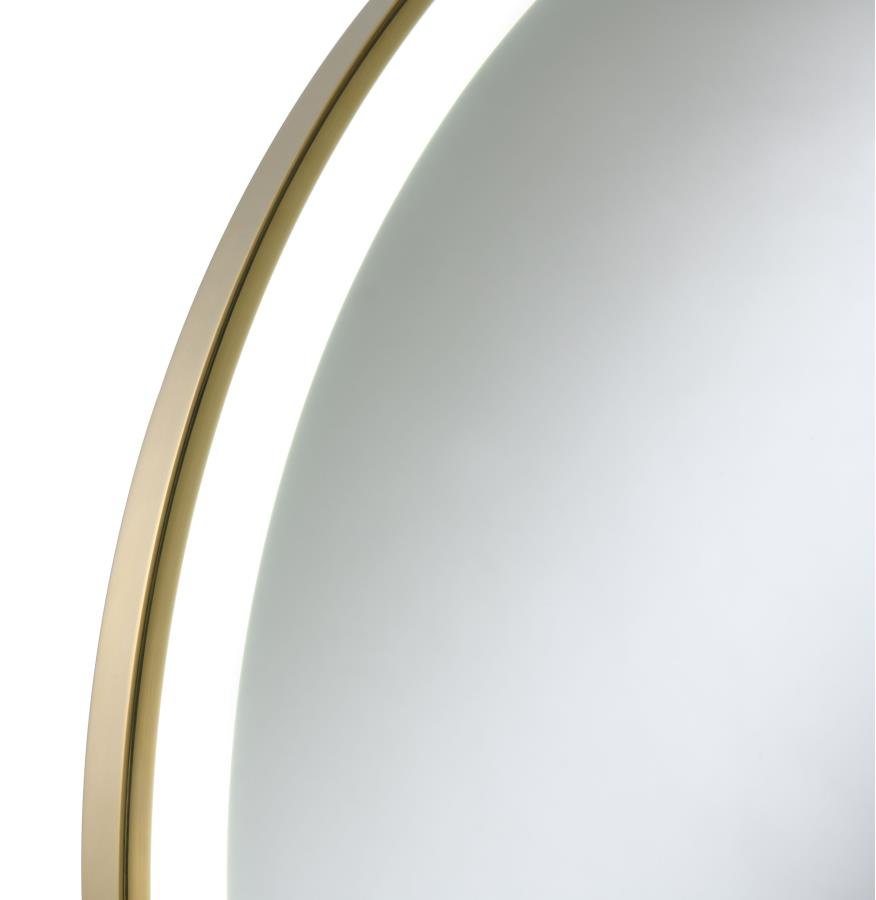 (image for) Jocelyn Round LED Vanity Mirror White Marble Base Gold