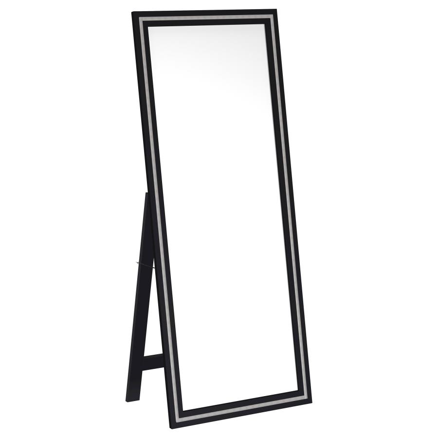 (image for) Windrose 28 x 67 Inch Tempered LED Standing Mirror Black - Click Image to Close