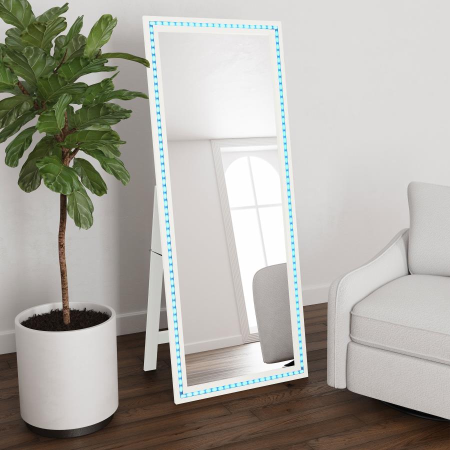 (image for) Windrose 28 x 67 Inch Tempered LED Standing Mirror White