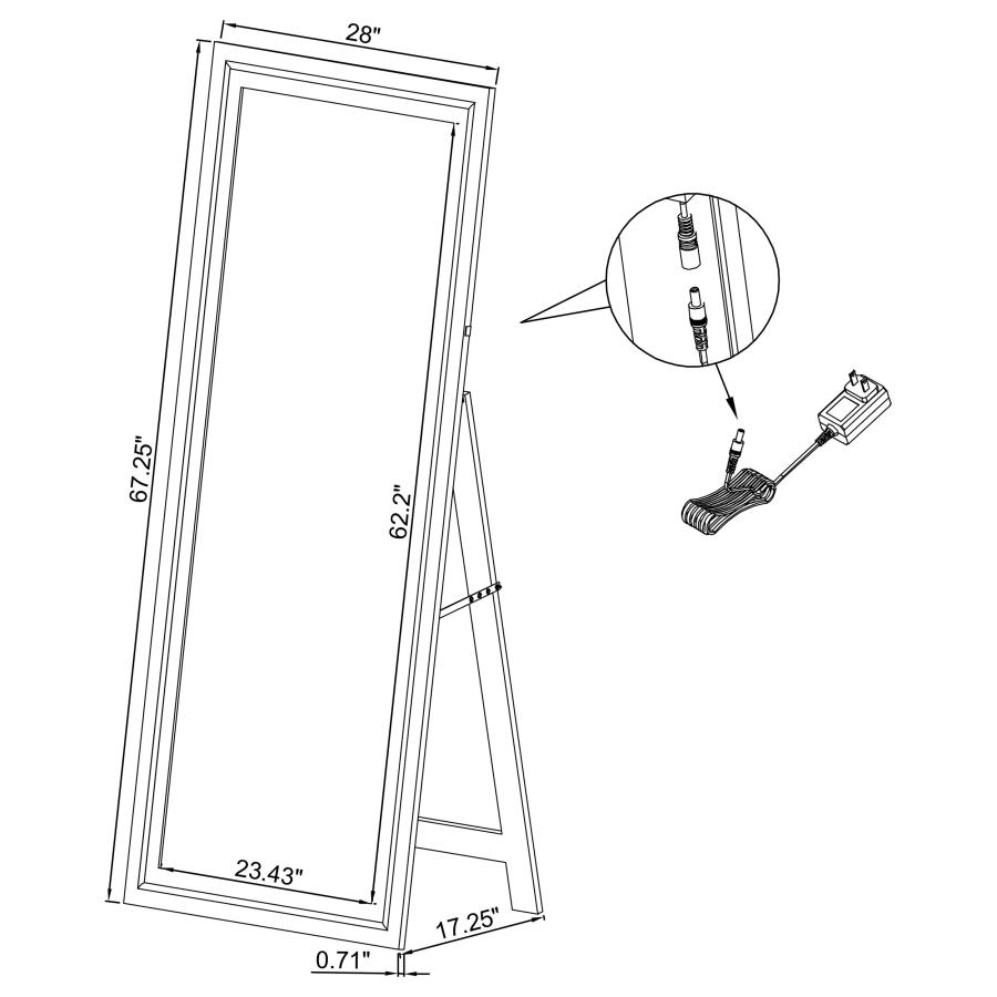 (image for) Windrose 28 x 67 Inch Tempered LED Standing Mirror White