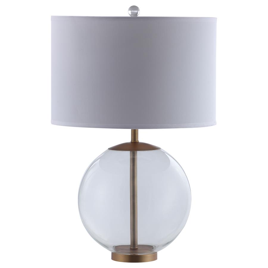 (image for) Kenny 27-inch Drum Shade Clear Glass Table Lamp Brass