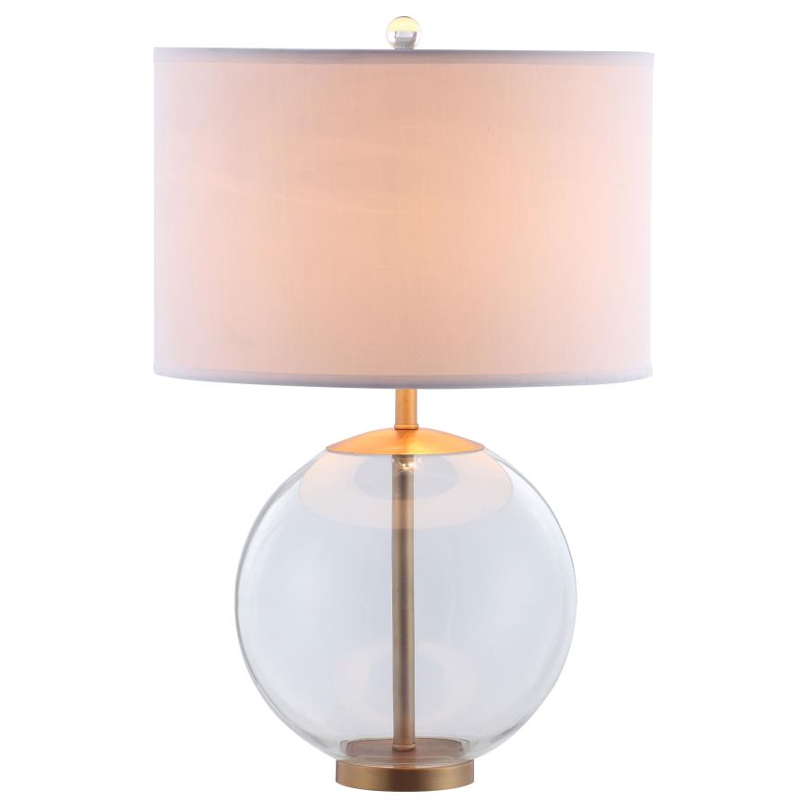 (image for) Kenny 27-inch Drum Shade Clear Glass Table Lamp Brass