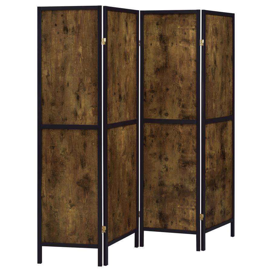 (image for) Deepika 4-Panel Room Divider Folding Screen Rustic Nutmeg - Click Image to Close