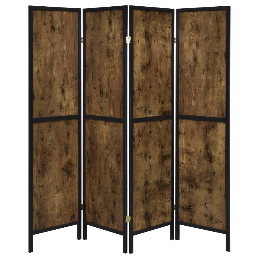 (image for) Deepika 4-Panel Room Divider Folding Screen Rustic Nutmeg