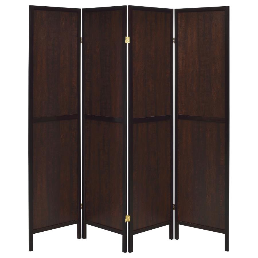 (image for) Deepika 4-Panel Room Divider Folding Screen Rustic Tobacco