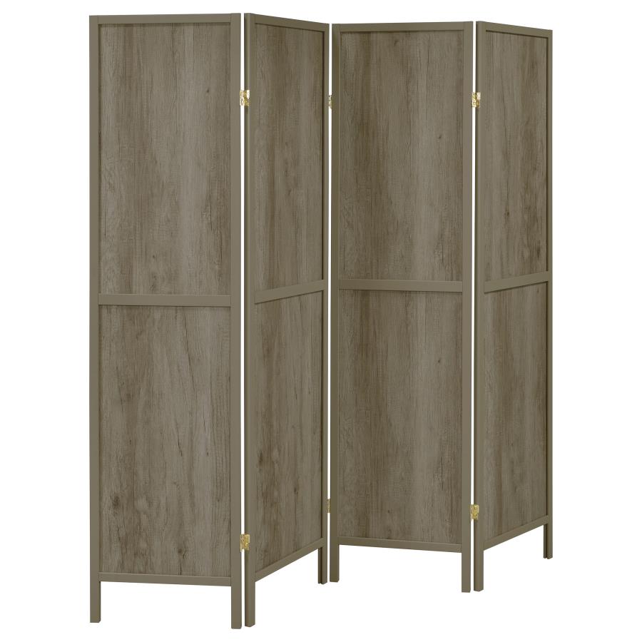 (image for) Deepika 4-Panel Room Divider Folding Screen Grey Driftwood - Click Image to Close