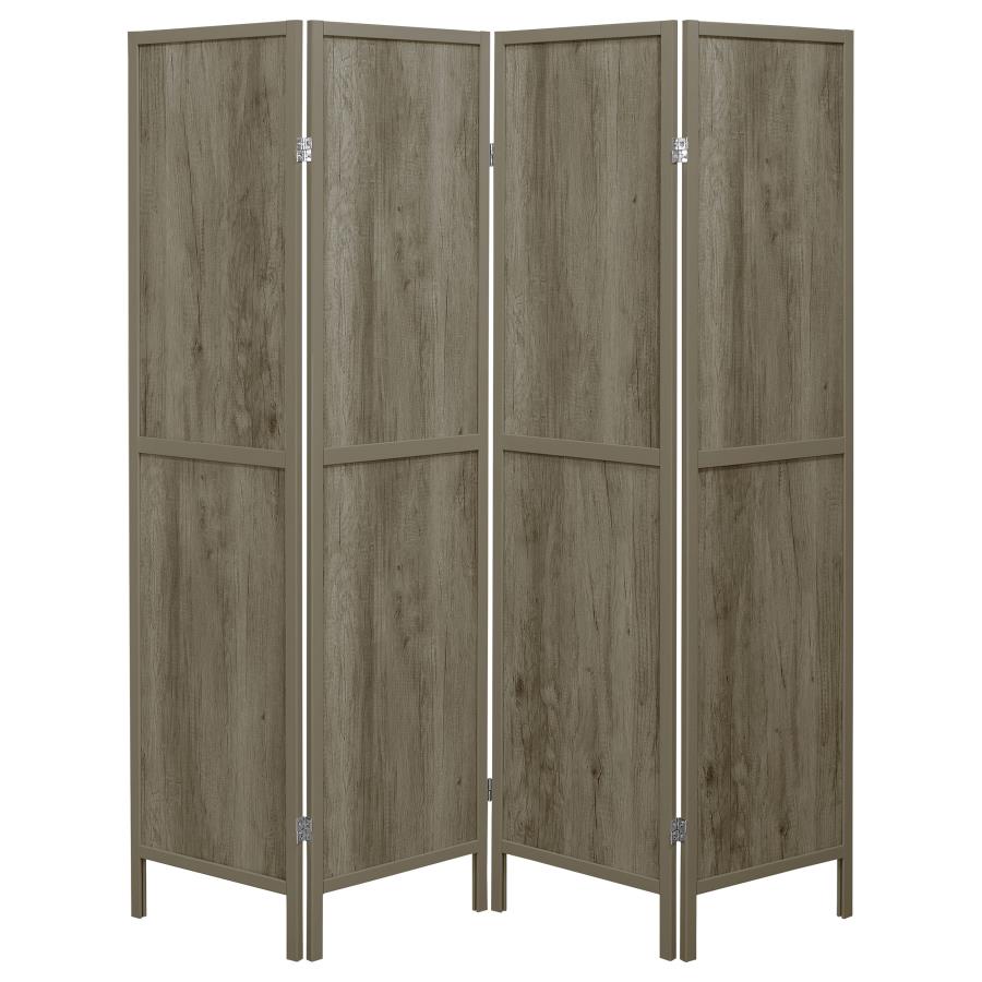 (image for) Deepika 4-Panel Room Divider Folding Screen Grey Driftwood