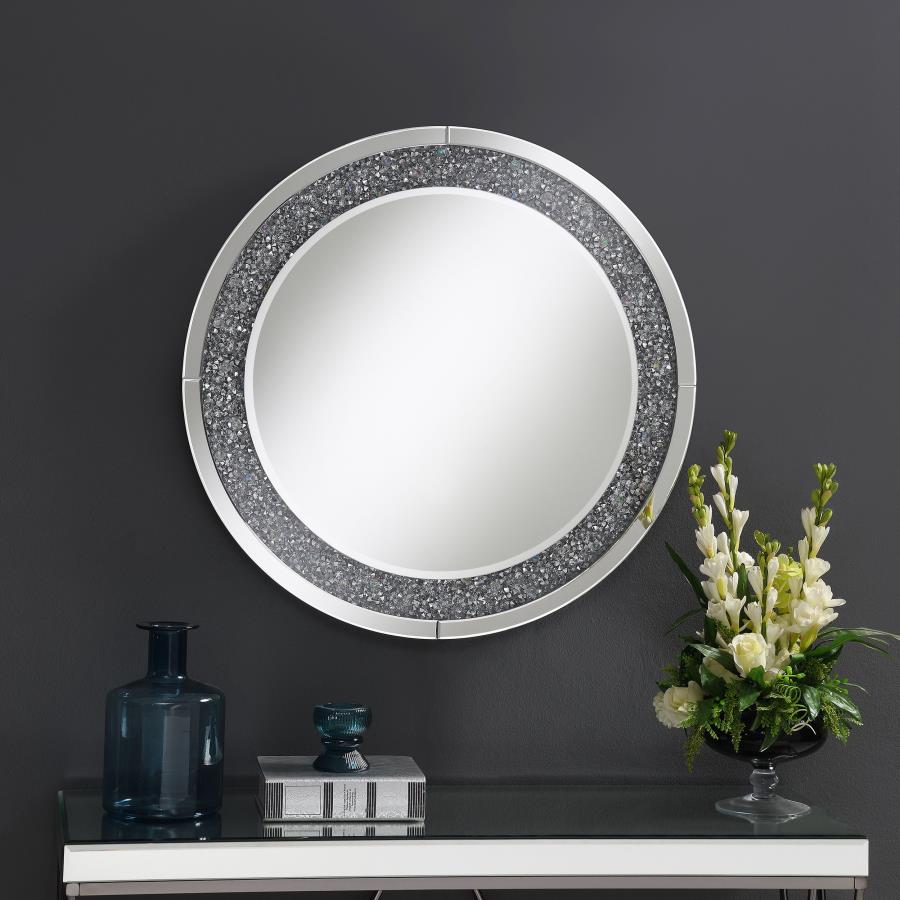 (image for) Lixue 32 x 32 Inch Round Wall Mirror LED Lighting Silver