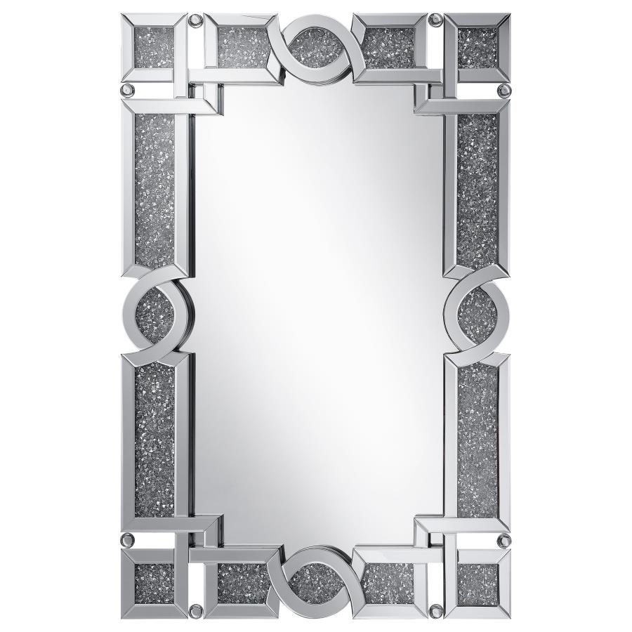 (image for) Jackie 32 x 47 Inch Acrylic Crystal Frame Wall Mirror Silver - Click Image to Close