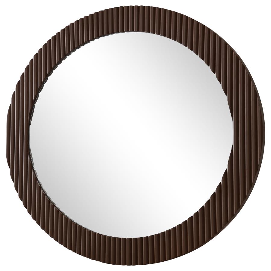 (image for) Dexter 40 x 40 Inch Round Reeding Frame Wall Mirror Brown