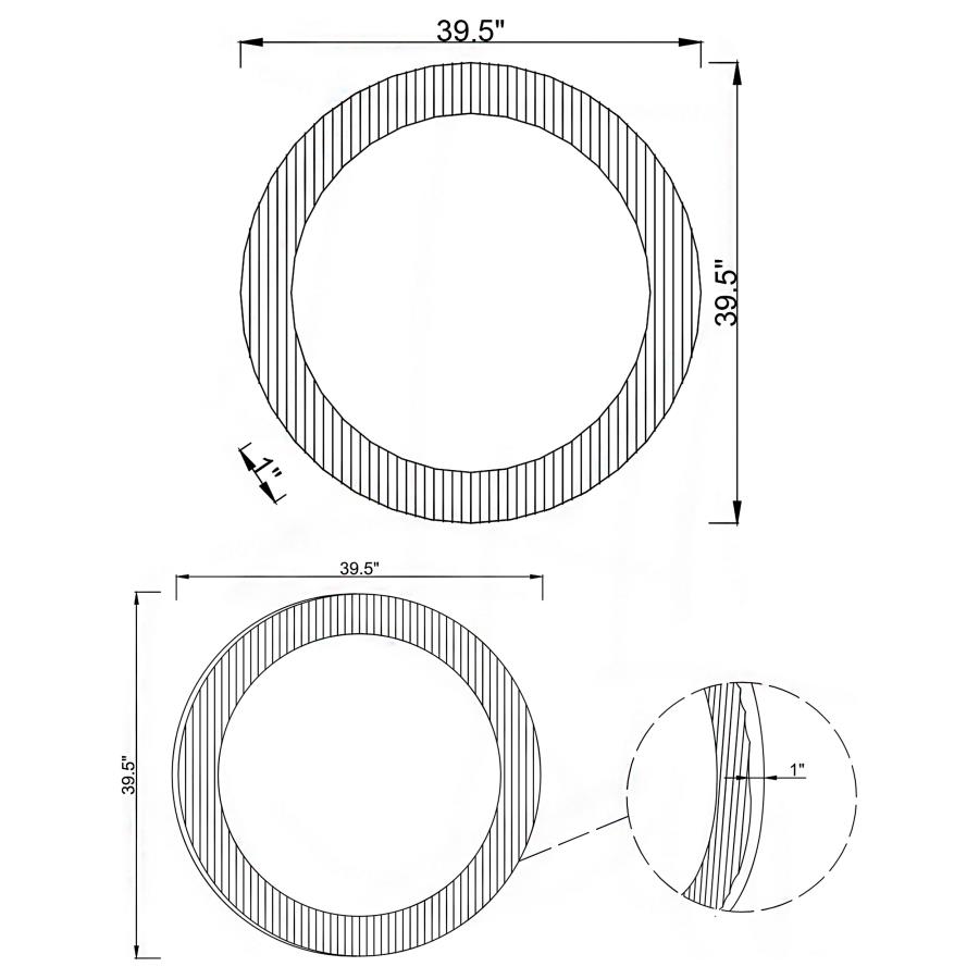 (image for) Dexter 40 x 40 Inch Round Reeding Frame Wall Mirror Brown