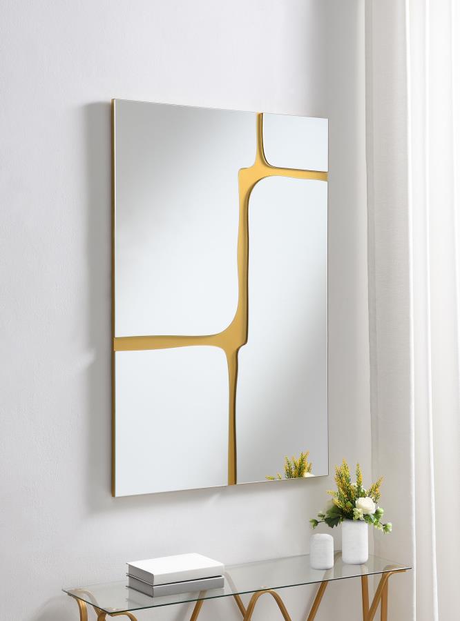 (image for) Kimberly 32 x 47 Inch Kintsugi Style Wall Mirror Gold