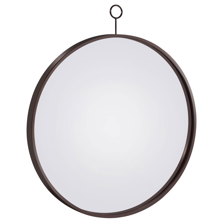 (image for) Gwyneth 30 x 35 Inch Round Wall Mirror Black Nickel