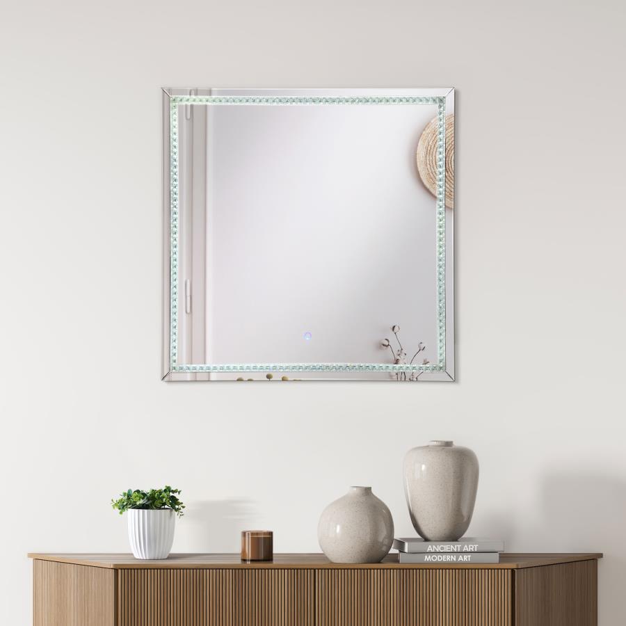 (image for) Noelle 39 x 39 Inch Wall Mirror with LED Lighting Silver