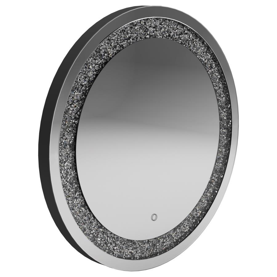 (image for) Landar 32 x 32 Inch Round LED Light Wall Mirror Silver - Click Image to Close