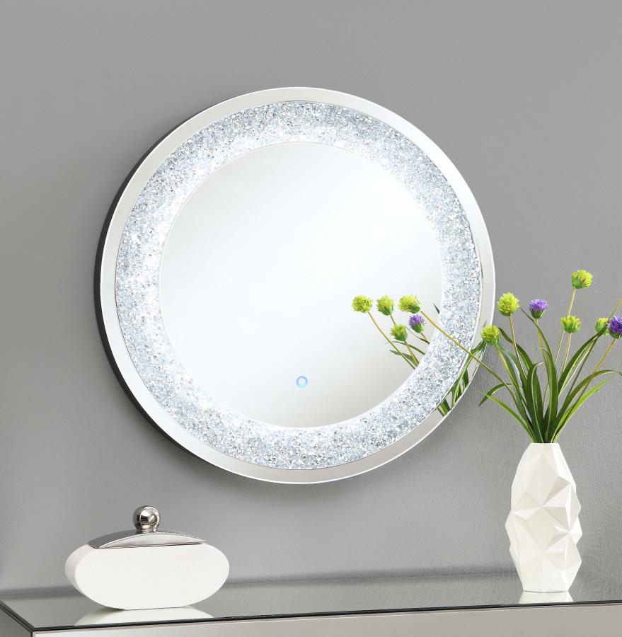 (image for) Landar 32 x 32 Inch Round LED Light Wall Mirror Silver