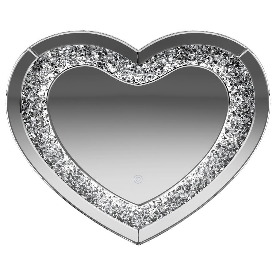 (image for) Aiko 36 x 30 Inch Heart Shaped LED Light Wall Mirror Silver