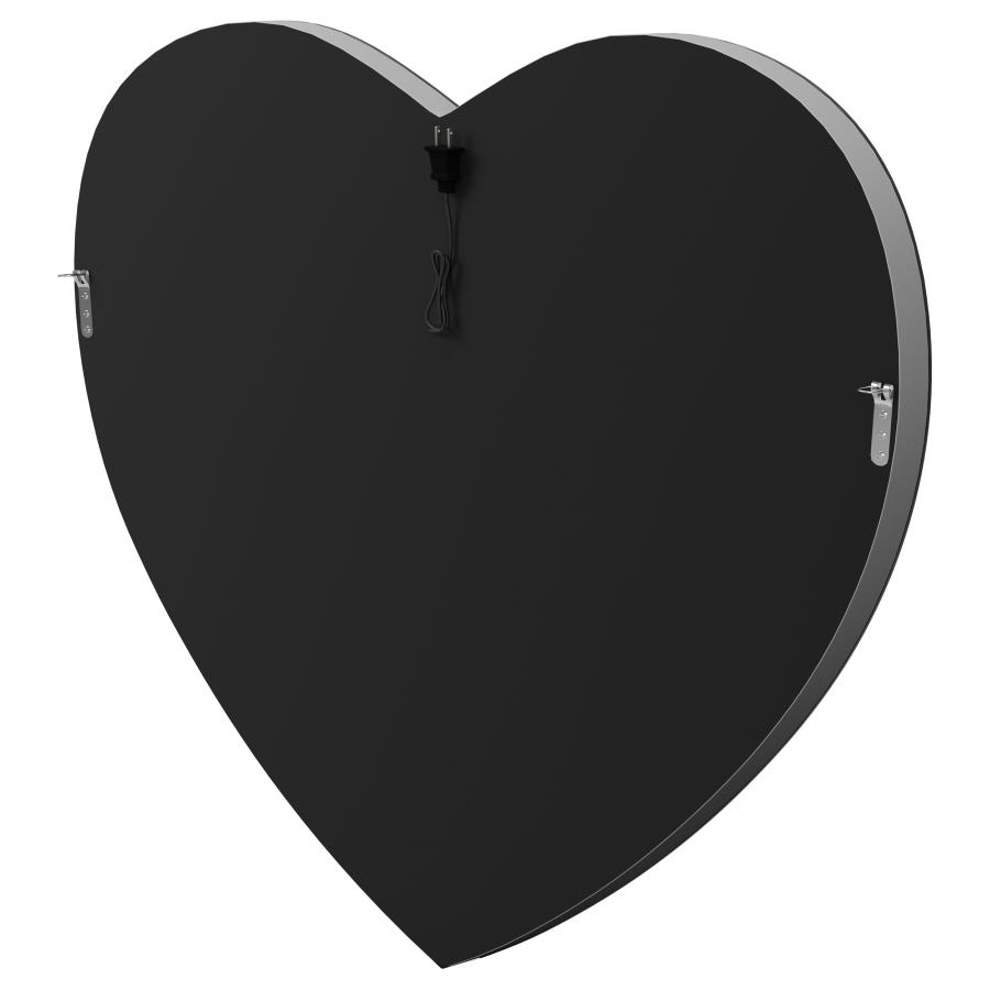 (image for) Aiko 36 x 30 Inch Heart Shaped LED Light Wall Mirror Silver