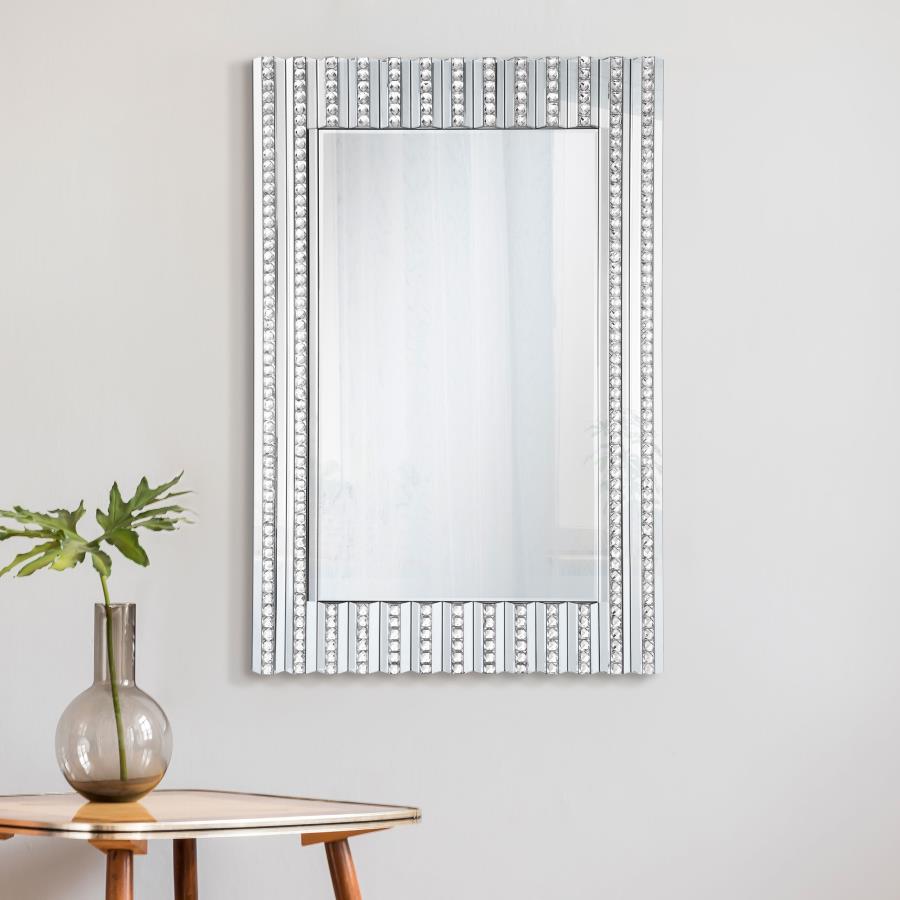 (image for) Aideen 32 x 47 Inch Acrylic Crystal Wall Mirror Silver