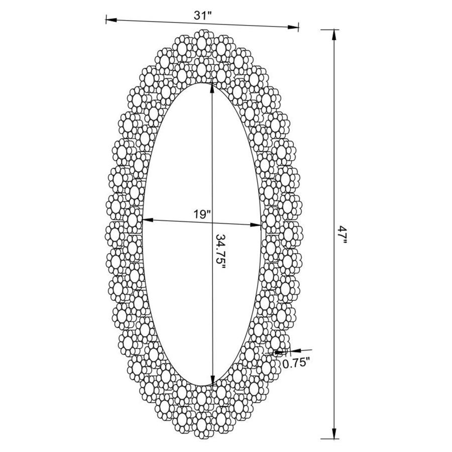 (image for) Colleen 31 x 47 Inch Oval Wall Mirror Crystal Flowers Silver