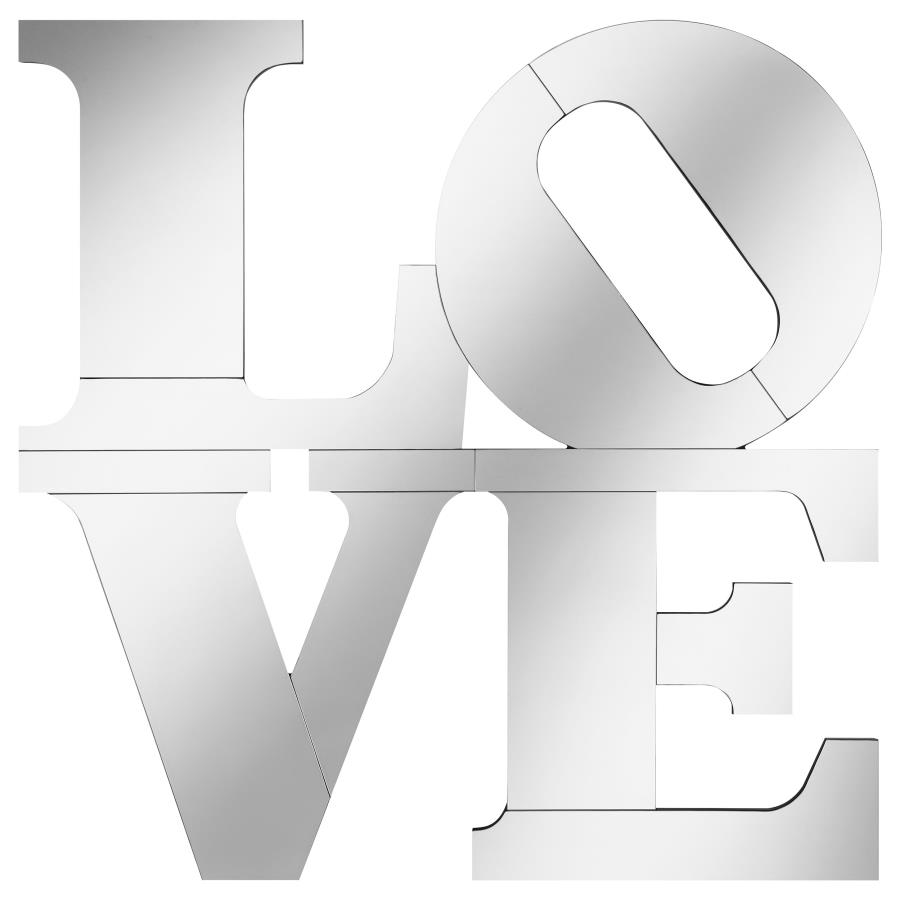 (image for) Keiran 40 x 40 Inch LOVE Lettered Wall Mirror Silver