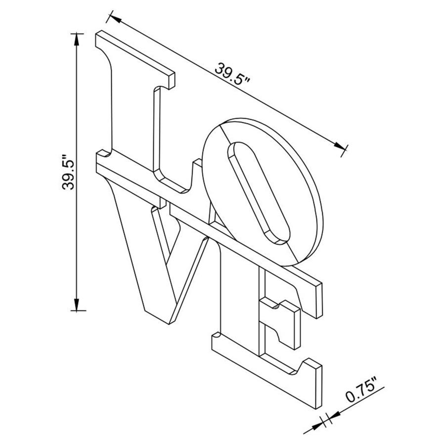 (image for) Keiran 40 x 40 Inch LOVE Lettered Wall Mirror Silver