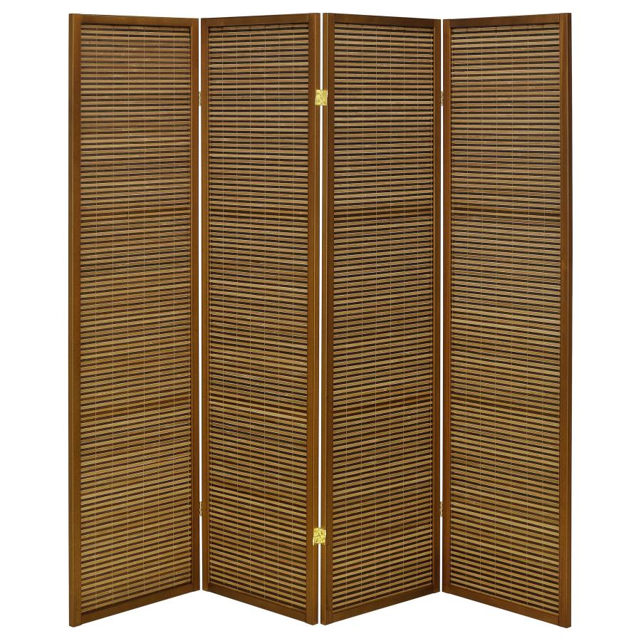 (image for) Browning 4-panel Bamboo Room Divider Folding Screen Walnut