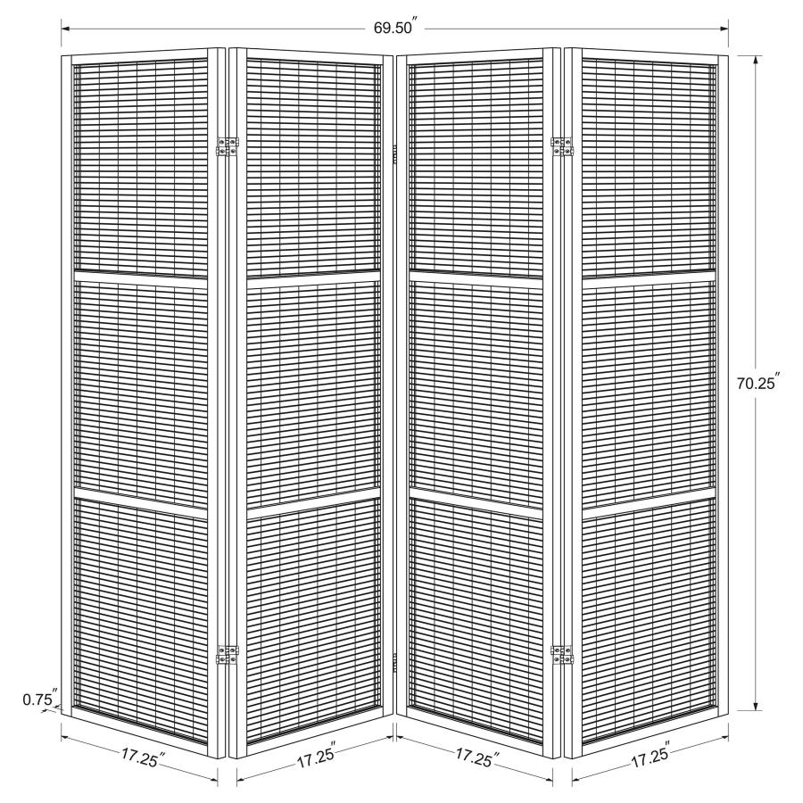 (image for) Browning 4-panel Bamboo Room Divider Folding Screen Walnut