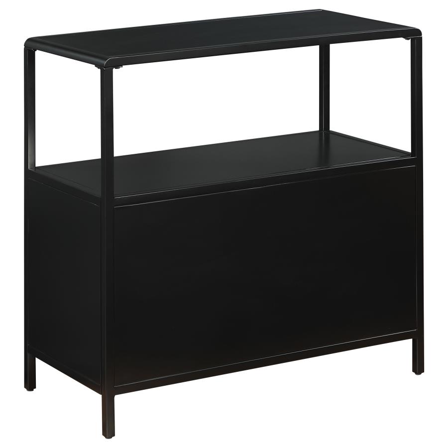 (image for) Amherst 2-door Radio Weave Cane Metal Accent Cabinet Black