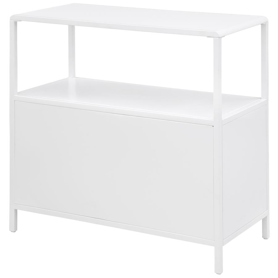 (image for) Amherst 2-door Radio Weave Cane Metal Accent Cabinet White