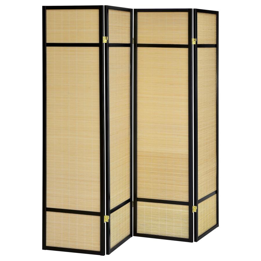 (image for) Pearce 4-panel Bamboo Room Divider Folding Screen Natural - Click Image to Close