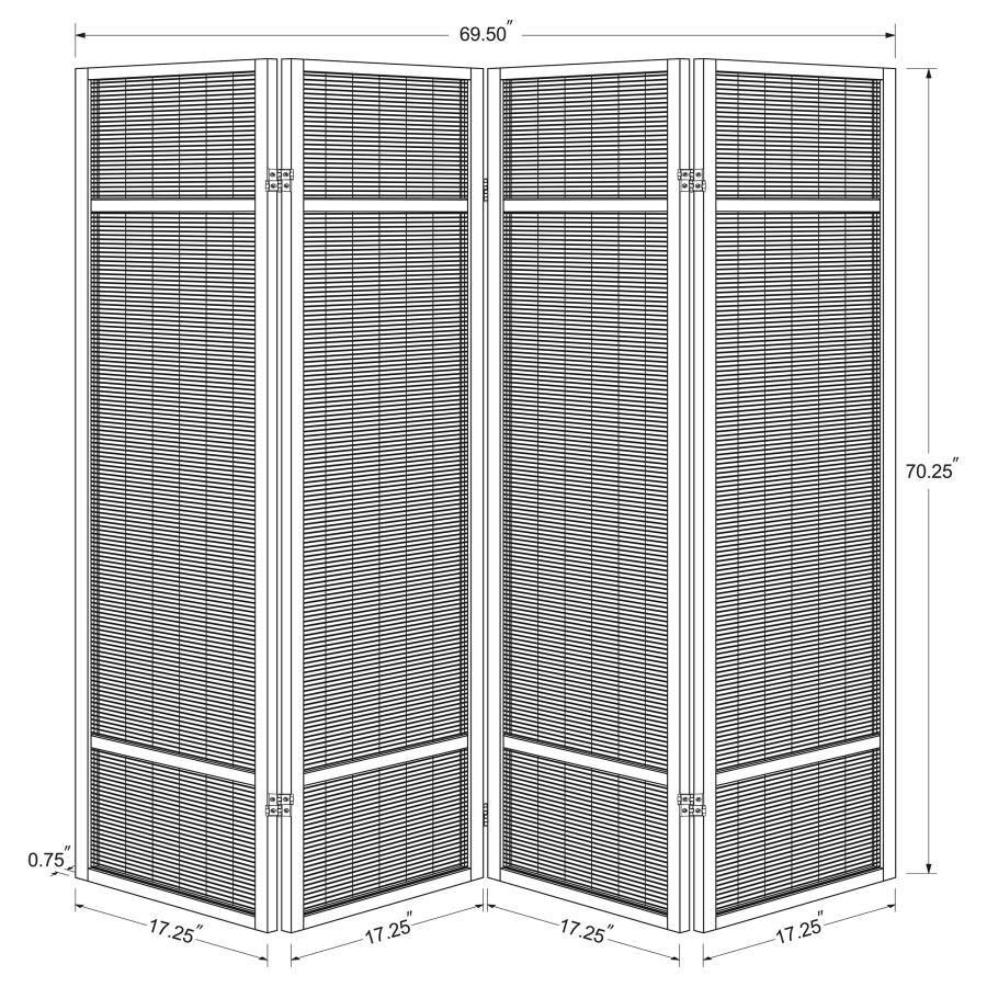 (image for) Pearce 4-panel Bamboo Room Divider Folding Screen Natural