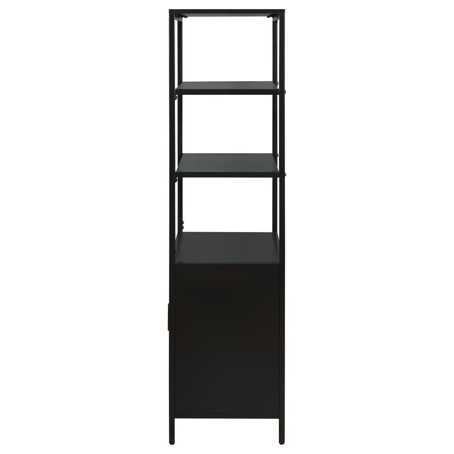 (image for) Amherst 3-shelf Radio Weave Cane Metal Accent Cabinet Black