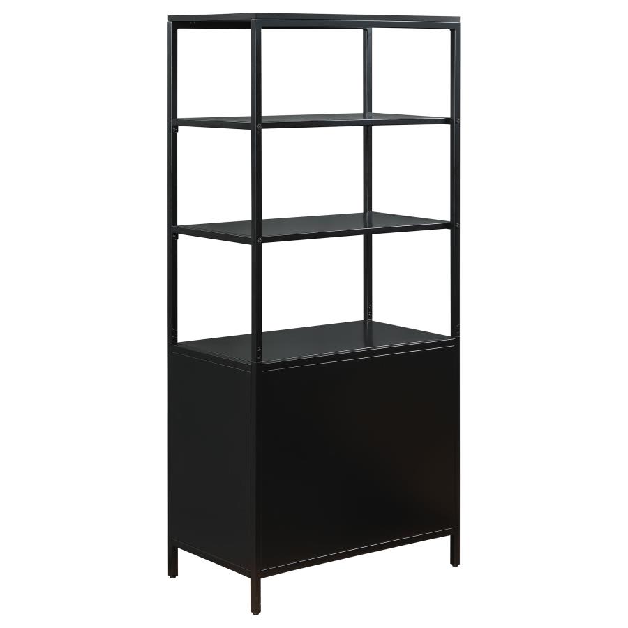 (image for) Amherst 3-shelf Radio Weave Cane Metal Accent Cabinet Black