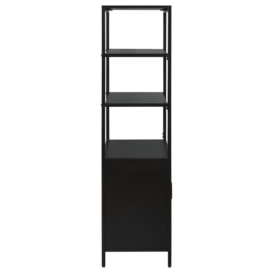 (image for) Amherst 3-shelf Radio Weave Cane Metal Accent Cabinet Black