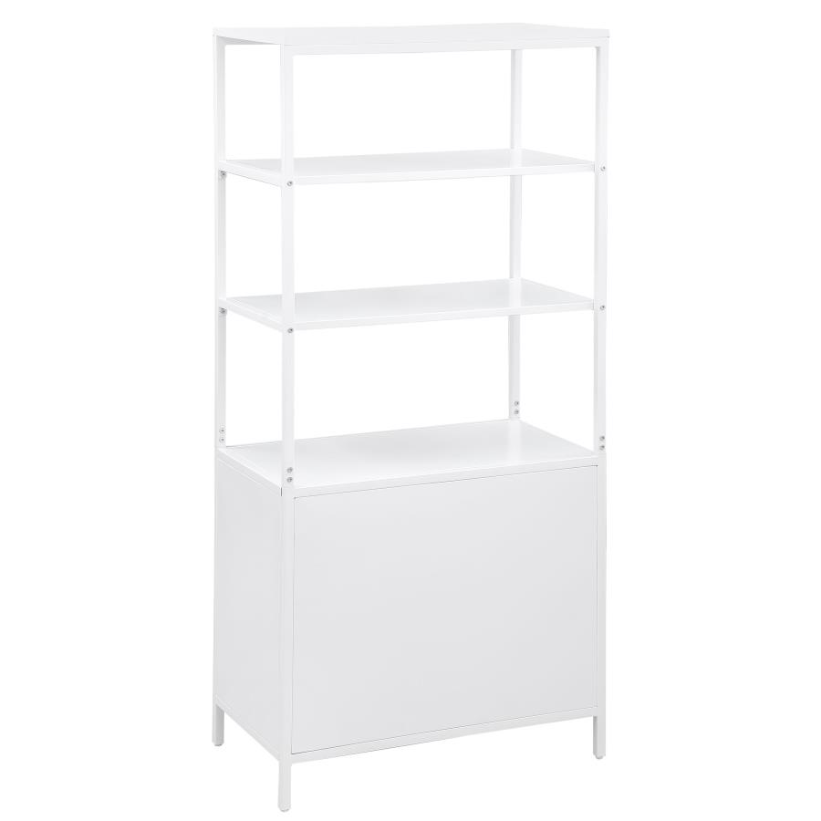 (image for) Amherst 3-shelf Radio Weave Cane Metal Accent Cabinet White