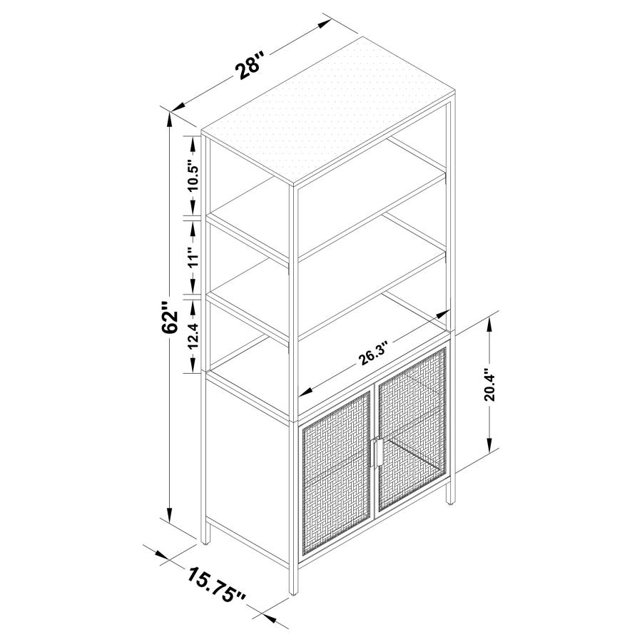 (image for) Amherst 3-shelf Radio Weave Cane Metal Accent Cabinet White