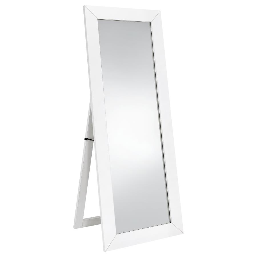(image for) Cadence Tempered Glass Full Length Mirror White High Gloss